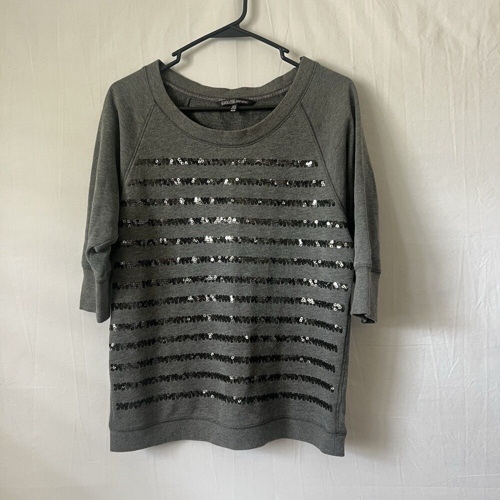 Victoria's Secret Supermodel Essentials Womens Size S Sweatshirt Top Gray Sequin
